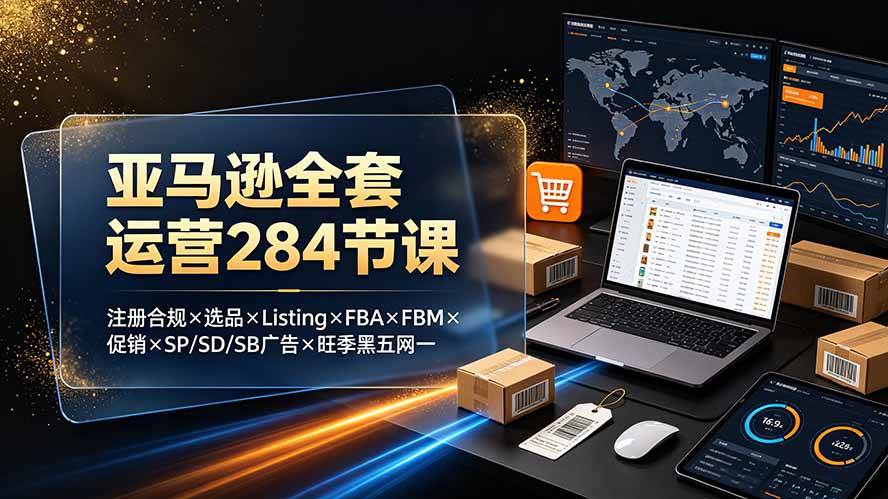 亚马逊全套运营284节课：注册合规×选品×Listing×FBA×FBM×促销×SP/SD/SB广告×旺季黑五网一