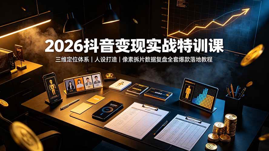 2026抖音变现实战特训课：三维定位体系｜人设打造｜像素拆片数据复盘全套爆款落地教程