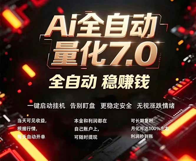 EA黄金量化7.0 ，24小时全自动挣美金，小白轻松操作，日入1000+