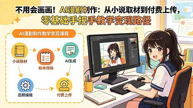 不用会画画!AI漫剧制作:从小说取材到付费上传,零基础手把手教学变现路径(更新)