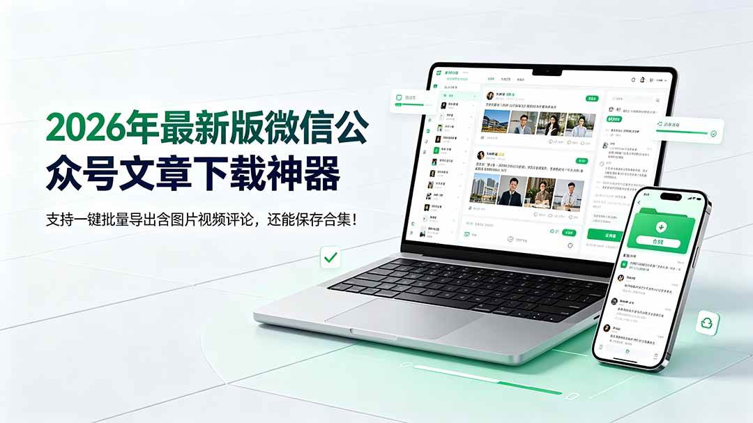2026年最新版微信公众号文章下载神器，支持一键批量导出含图片视频评论，还能保存合集！