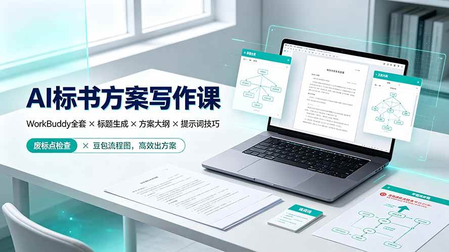 AI标书方案写作课:WorkBuddy全套×标题生成×方案大纲×提示词技巧×废标点检查×豆包流程图,高效出方案