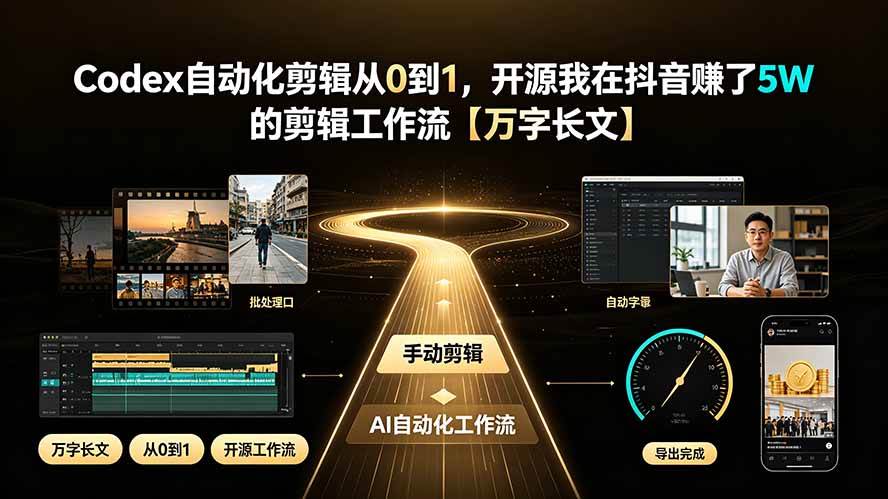 Codex自动化剪辑从0到1，开源我在抖音赚了5W 的剪辑工作流【万字长文】