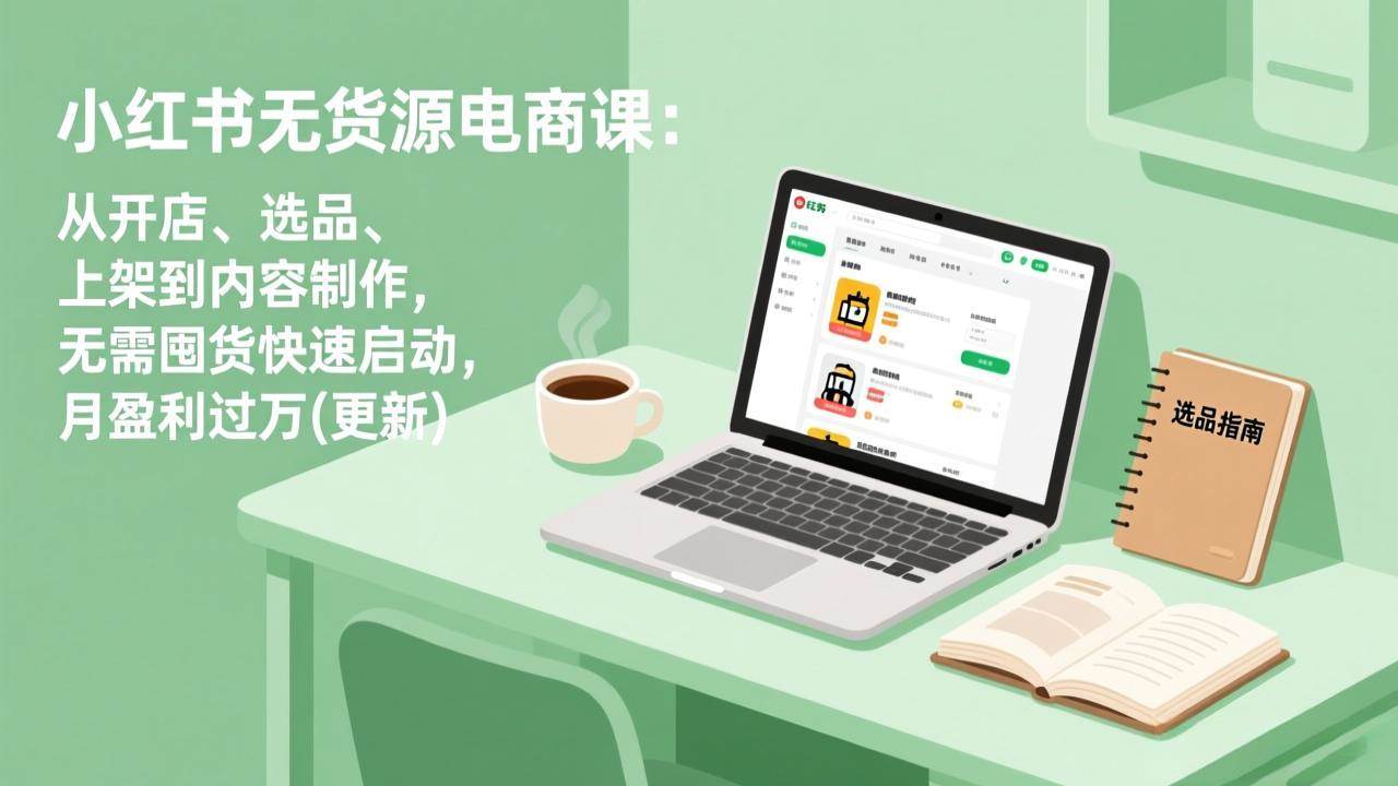 小红书无货源电商课(7月更新)：从开店、选品、上架到内容制作，无需囤货快速启动，月盈利过万