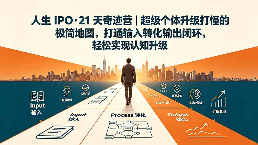 人生 IPO-21 天奇迹营|超级个体升级打怪的极简地图,打通输入转化输出闭环,轻松实现认知升级