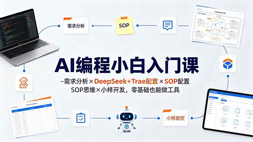 AI编程小白入门课-需求分析×DeepSeek+Trae配置×SOP思维×小样开发,零基础也能做工具