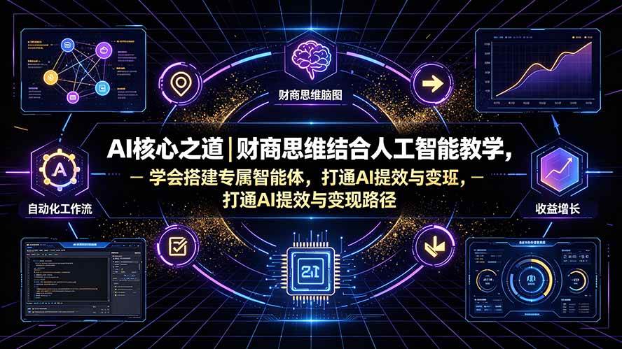 AI核心之道|财商思维结合人工智能教学,学会搭建专属智能体,打通AI提效与变现路径