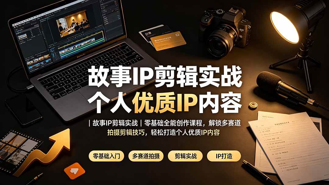 故事IP剪辑实战｜零基础全能创作课程，解锁多赛道拍摄剪辑技巧，轻松打造个人优质IP内容