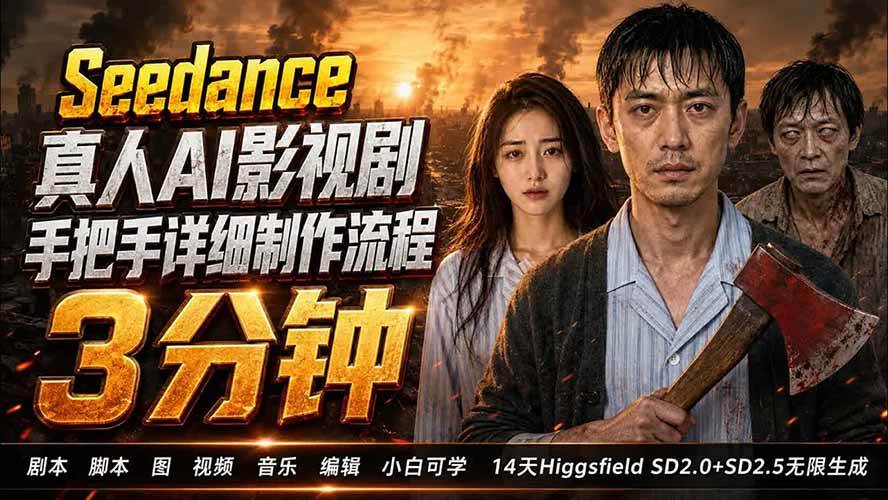 3分钟真人AI影视剧怎么做？SD 2.0手把手完整制作流程｜Higgsfield 14天SD 2.0/2.5无限生成