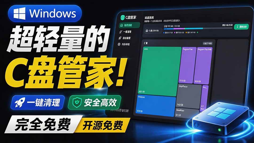 Windows 超轻量的C盘管家!超级有特点,支持磁盘分析及清理提醒,2M大小体积,完全免费 C盘管家
